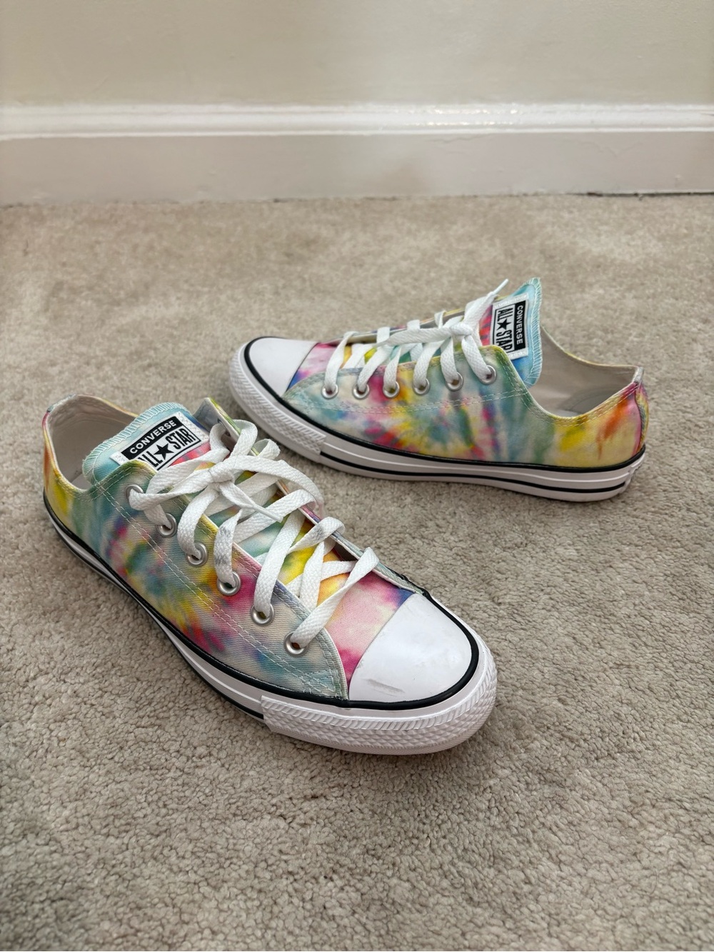 Converse Colorful Tie-Dye Low Top Canvas Sneakers in Pink, Blue, Yellow-9